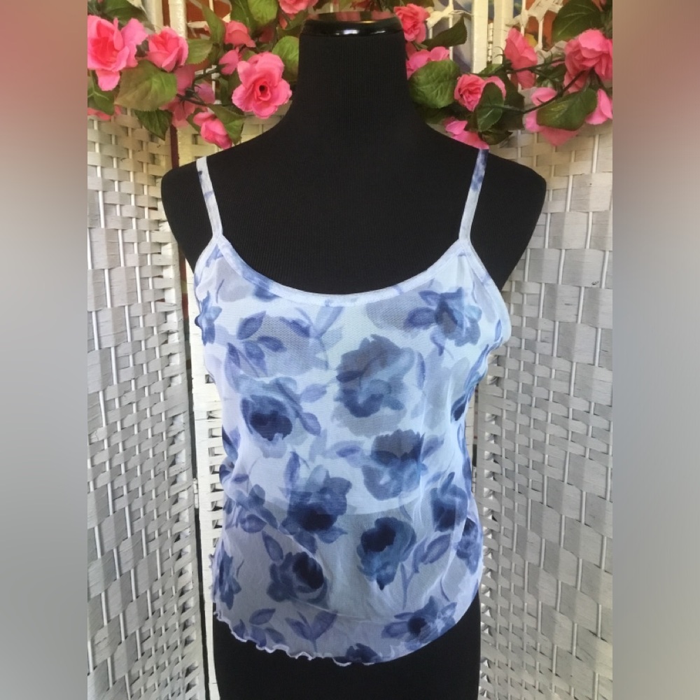 Vtg White & Blue Floral Fashion Intimates Lingerie top Vintage  💙 NWT 💙